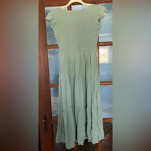 Light Sage Green Maxi Dress with Ruffle Sleeves